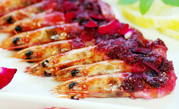 玫瑰酱烤虾的做法