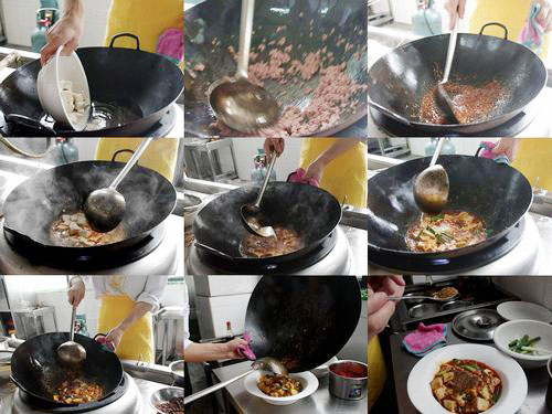 麻婆豆腐烹饪过程图