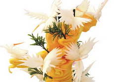 雕刻作品—仙鹤齐聚