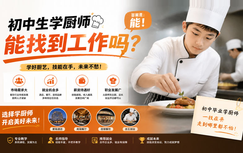 初中生学厨师能找到工作吗？初中生学厨师有前途吗？