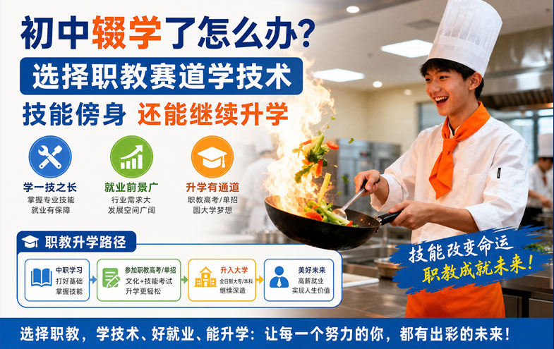 初中辍学了怎么办？选择职教赛道学技术，技能傍身还能继续升学